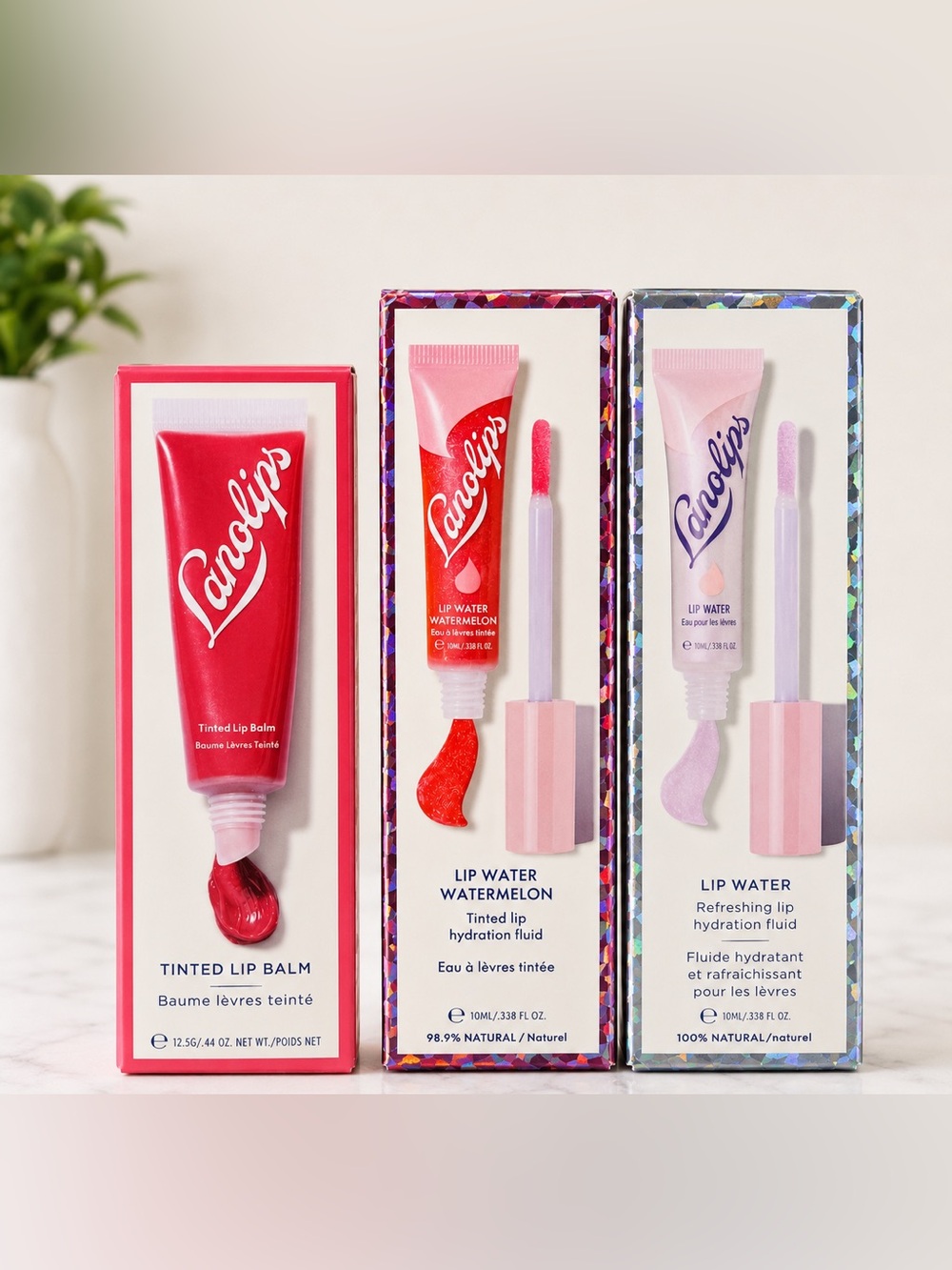 Lanolips Lip Care 3-Piece Bundle Tinted Lip Balm & Lip Water Watermelon NEW